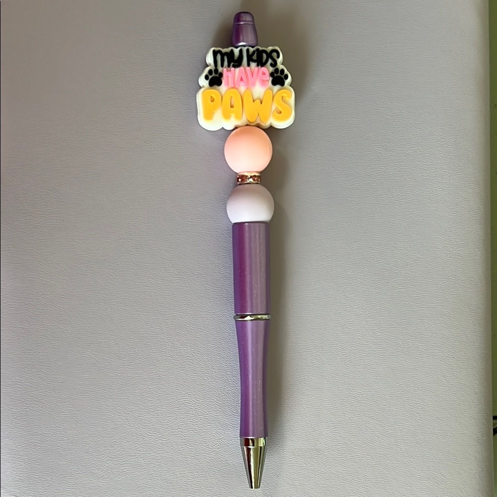 Beaded Purple and Pink Pen- Pet Lovers